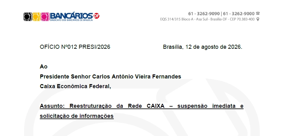 Sindicato cobra suspensão da reestruturação da Rede Caixa e acesso a informações
